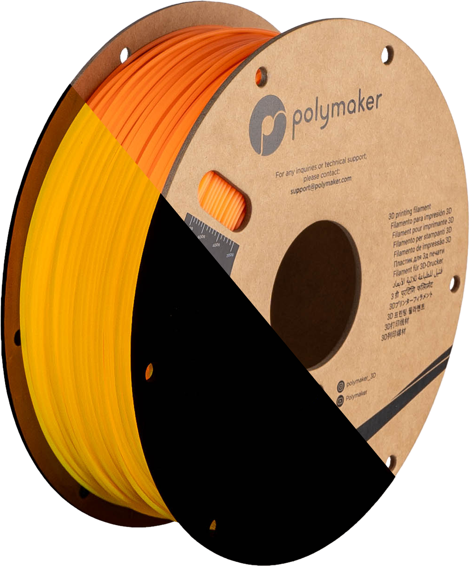 Cívka filamentu PLA svítící oranžová, Polymaker, 1,75 mm