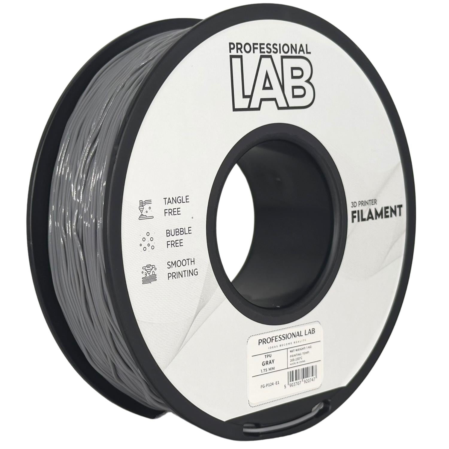 Cívka filamentu TPU šedá, Prof. Lab, 1,75 mm
