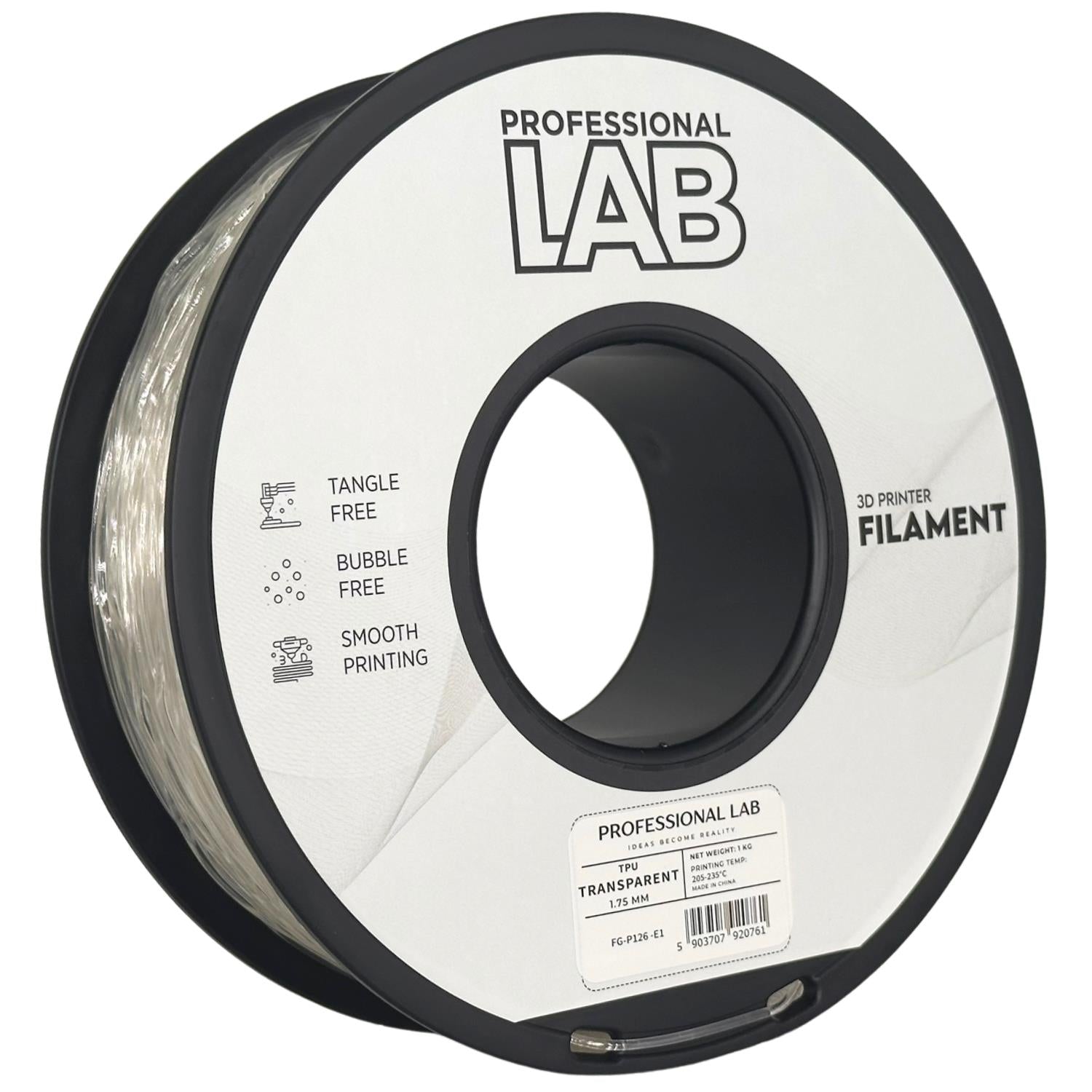 Cívka filamentu TPU průhledná, Prof. Lab, 1,75 mm