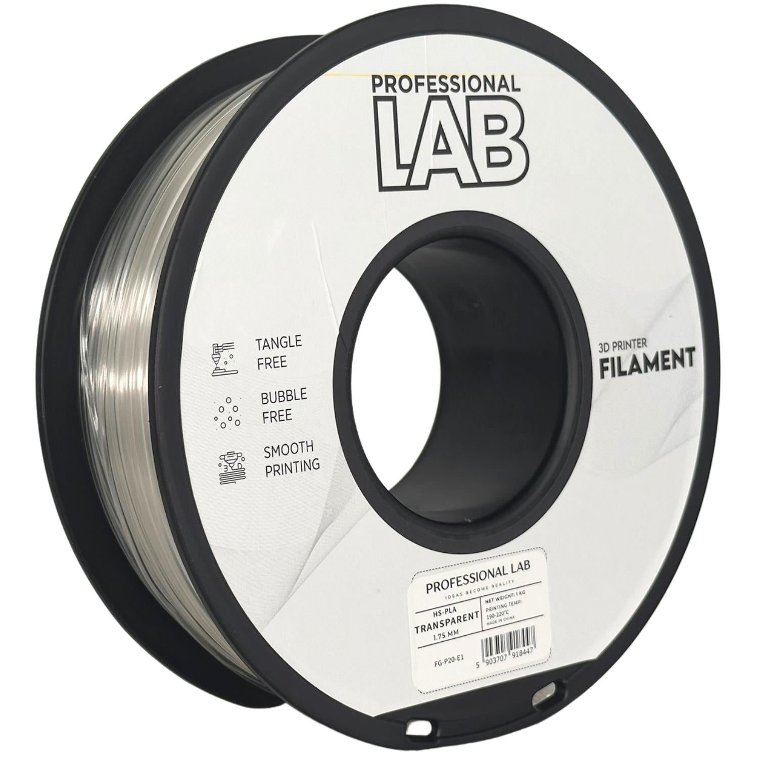 Cívka filamentu HS-PLA průhledná, Prof. Lab, 1,75 mm