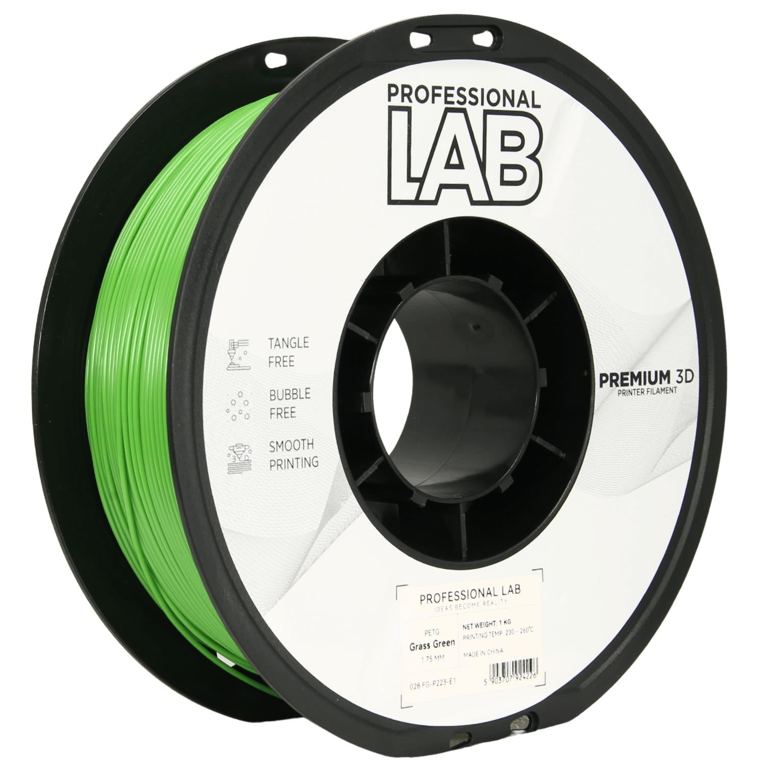 Cívka filamentu PETG trávová zelená, Prof. Lab, 1,75 mm