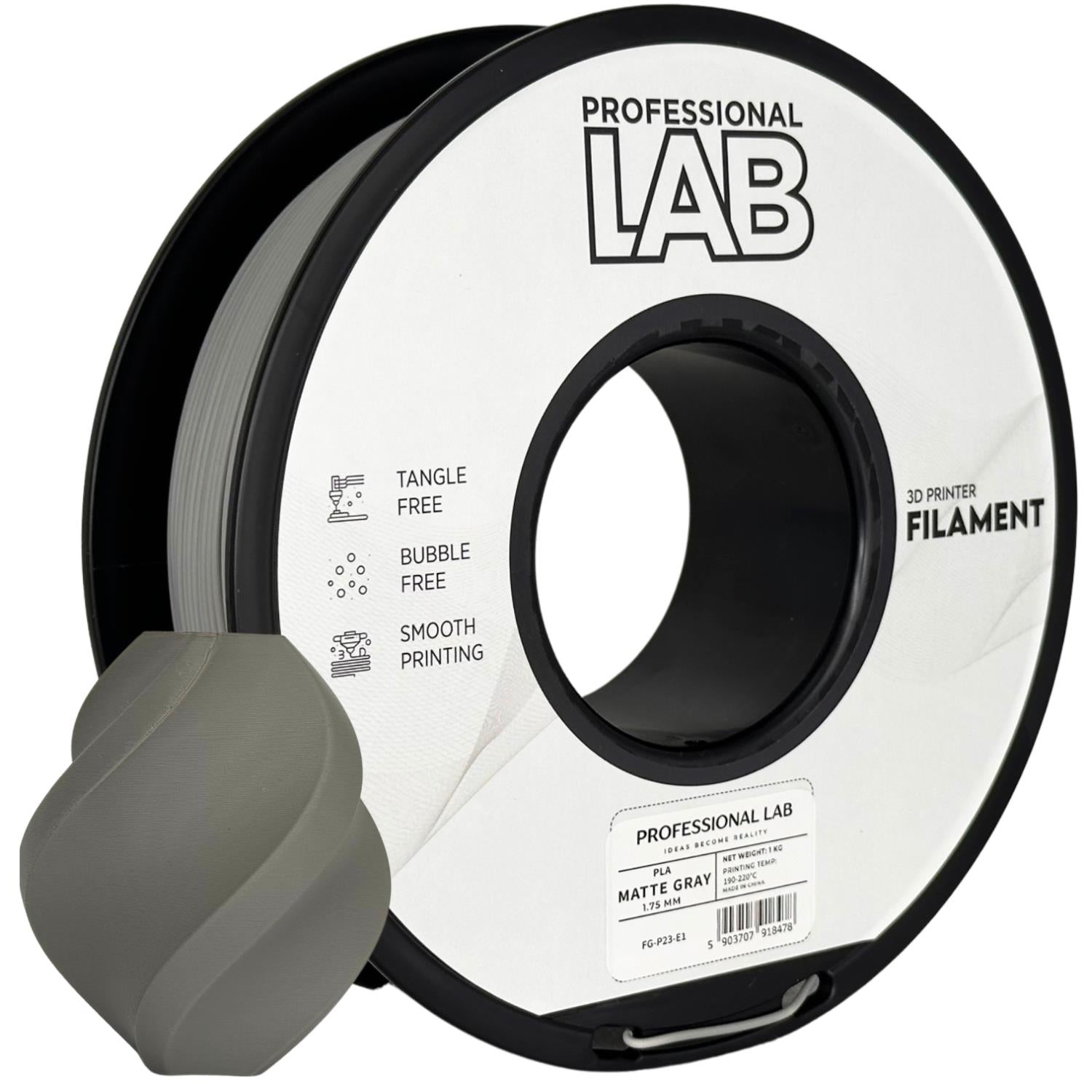 Cívka filamentu PLA matná šedá, Prof. Lab, 1,75 mm