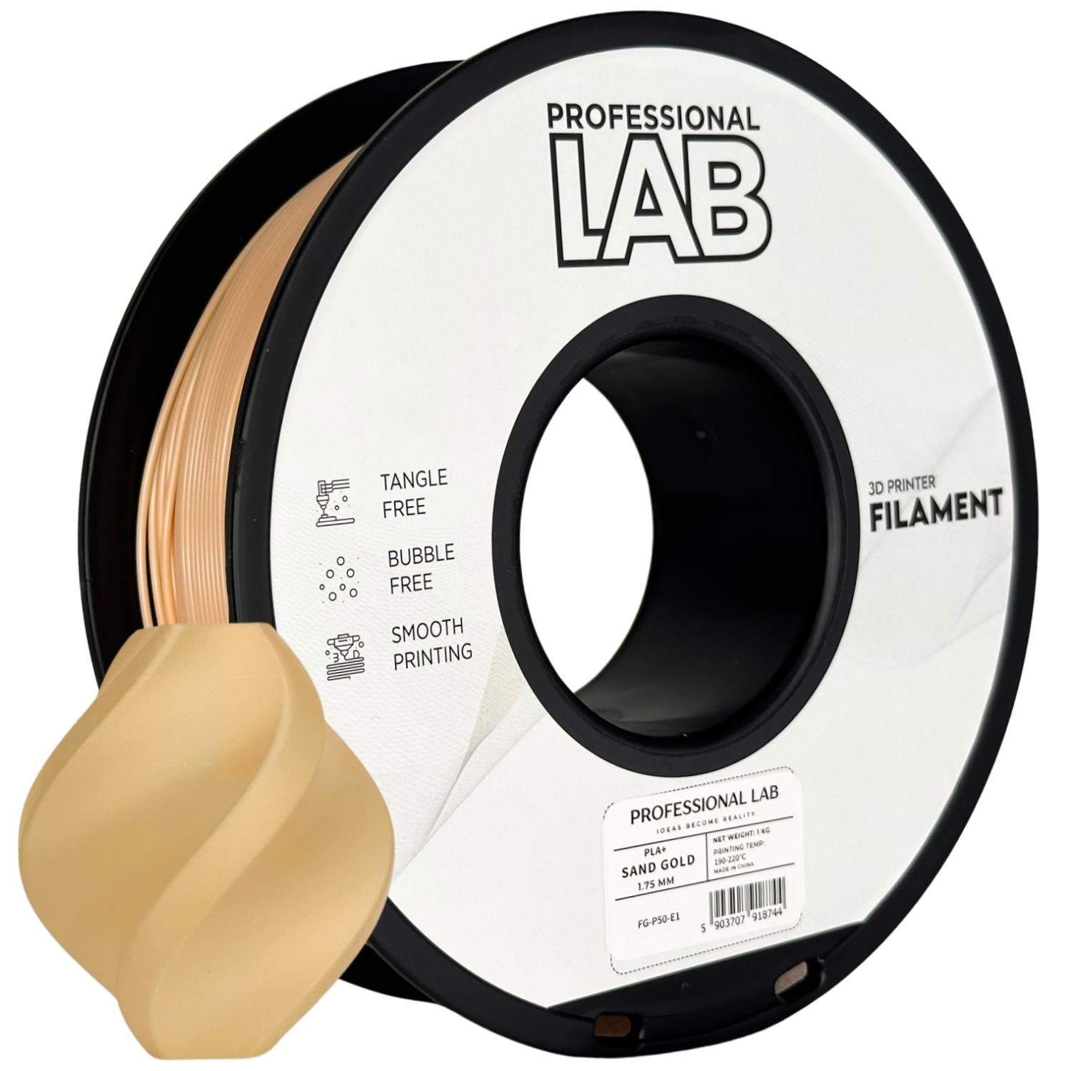 Cívka filamentu PLA+ pískově zlatá, Prof. Lab, 1,75 mm