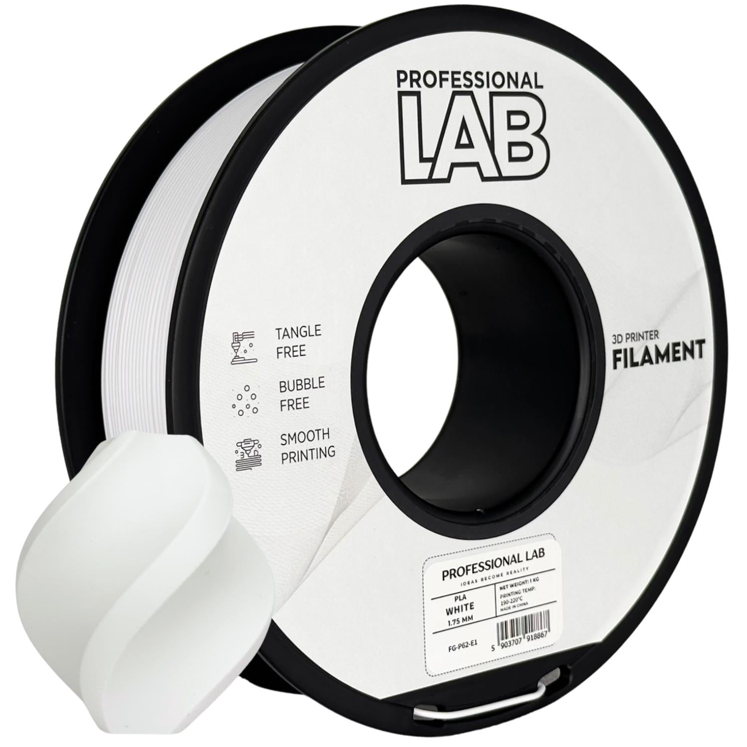 Cívka filamentu PLA bílá, Prof. Lab, 1,75 mm