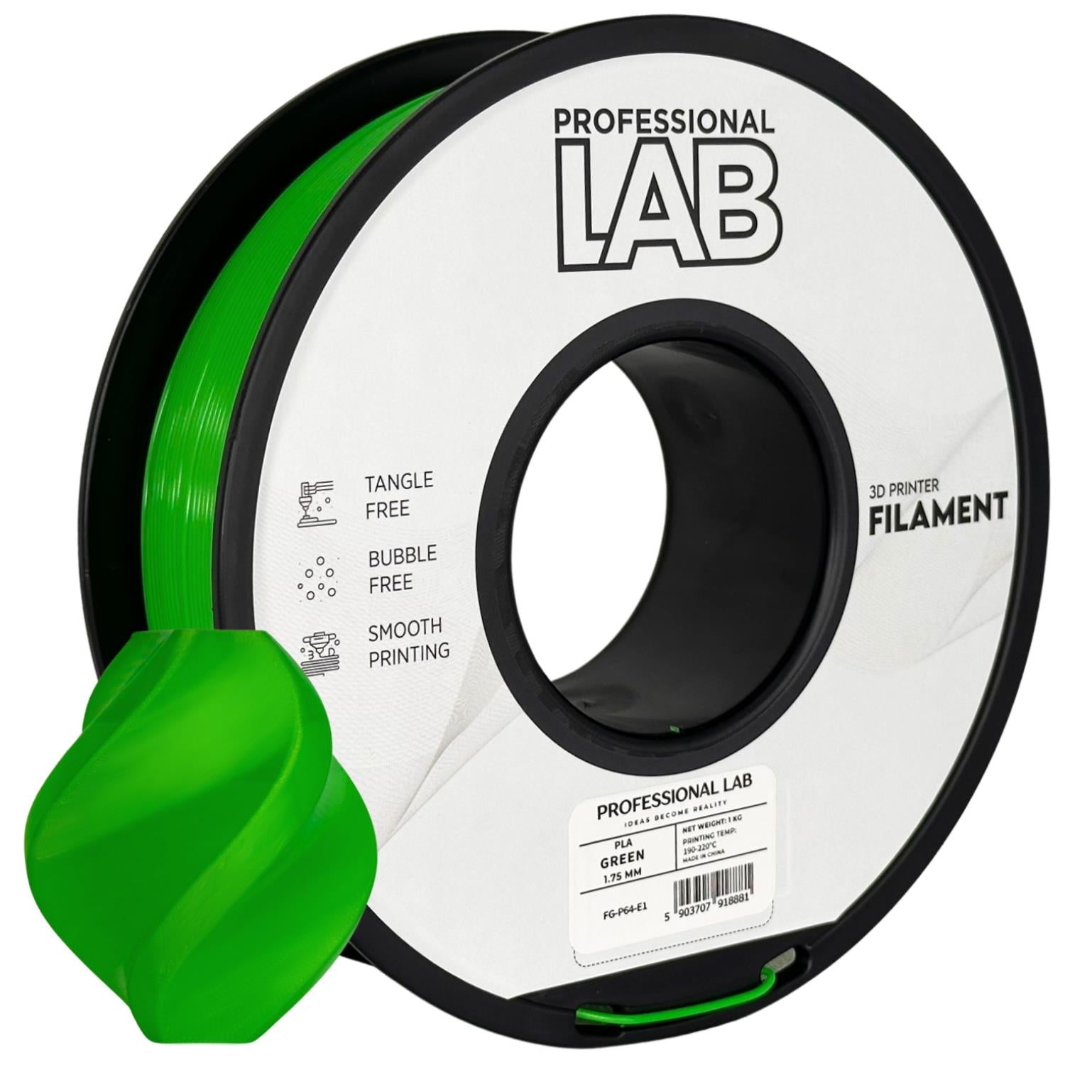 Cívka filamentu PLA zelená, Prof. Lab, 1,75 mm