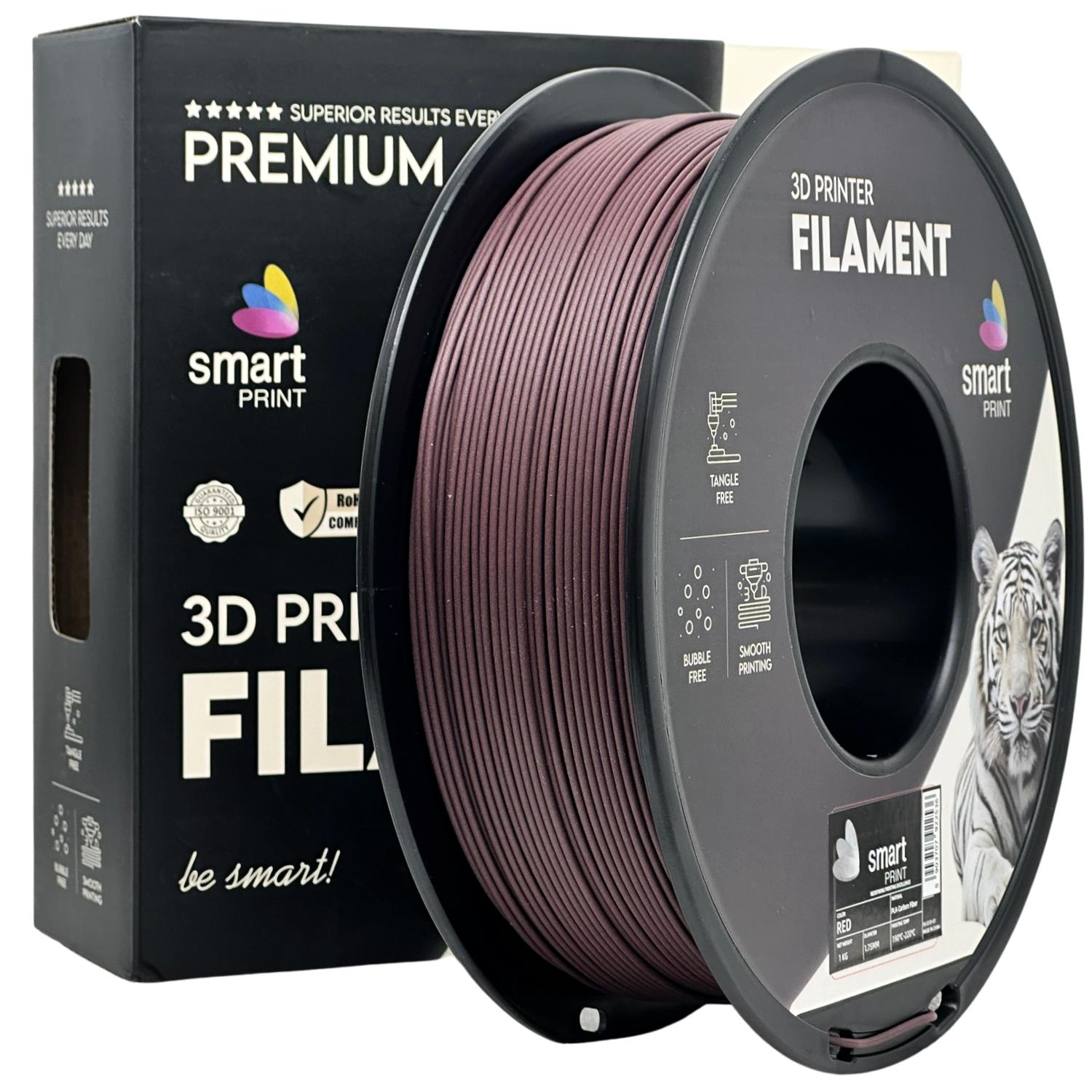 Cívka filamentu PLA-CF červená, Smart Print, 1,75 mm