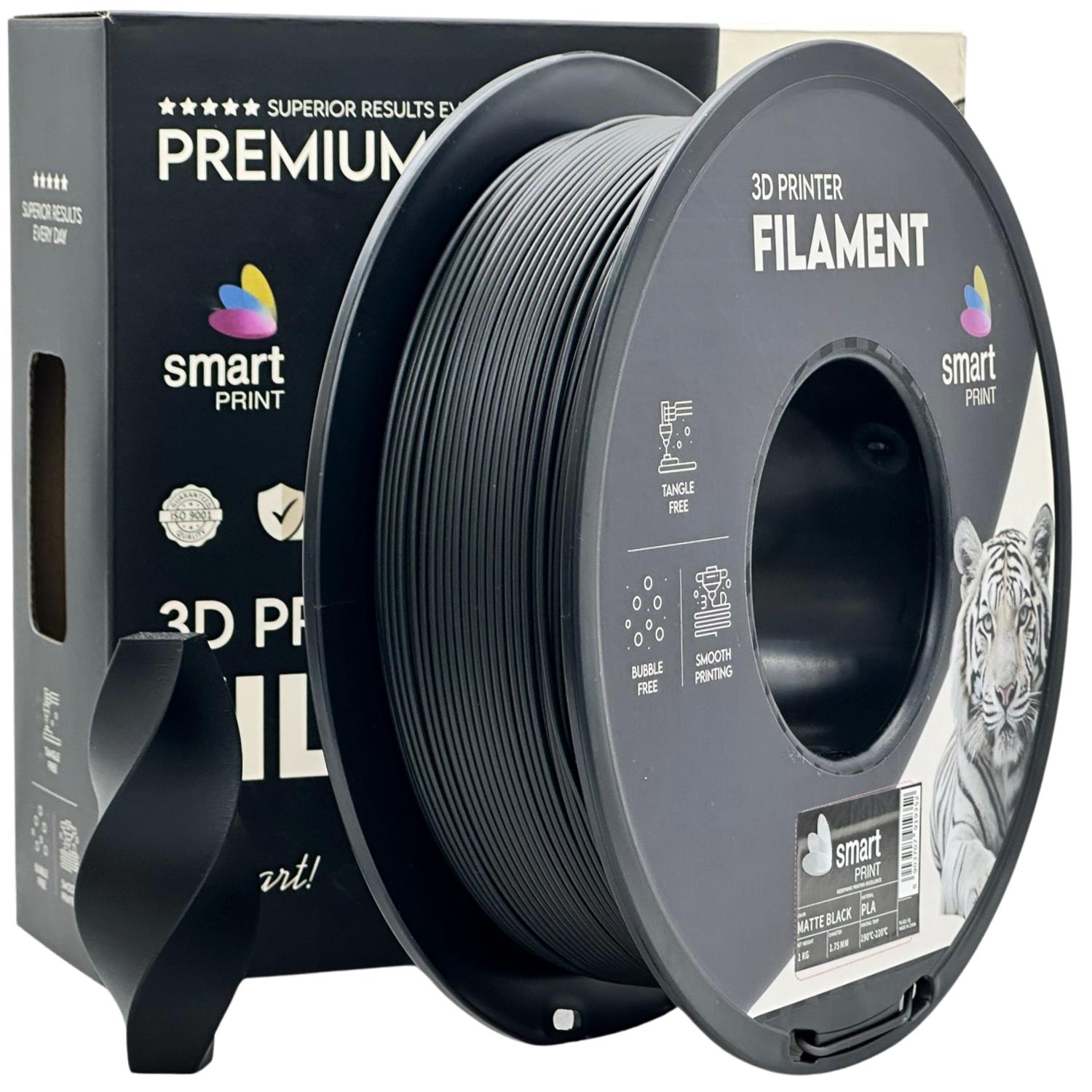 Cívka filamentu PLA matná černá, Smart Print, 1,75 mm