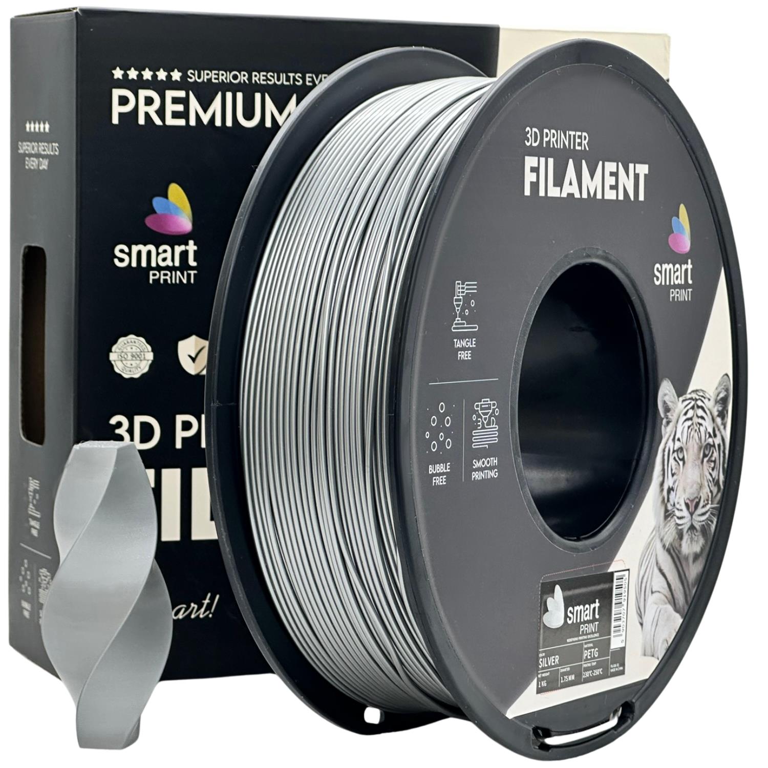 Cívka filamentu PETG stříbrná, Smart Print, 1,75 mm