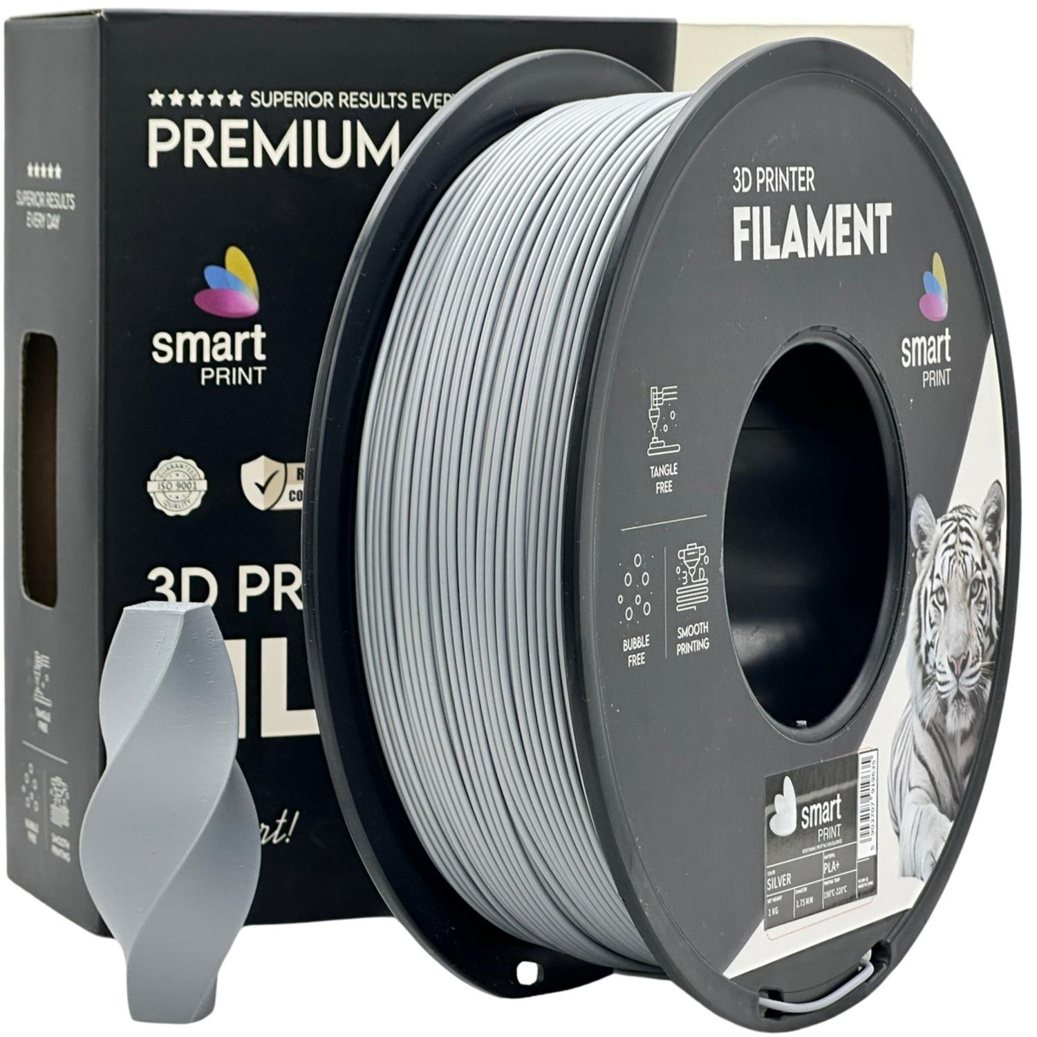 Cívka filamentu PLA+ stříbrná, Smart Print, 1,75 mm