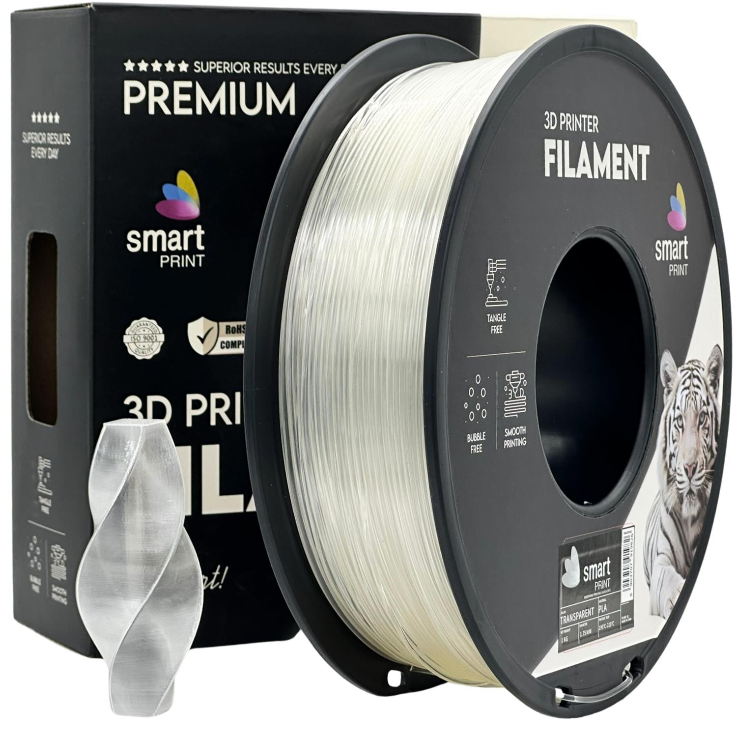 Cívka filamentu PLA průhledná, Smart Print, 1,75 mm
