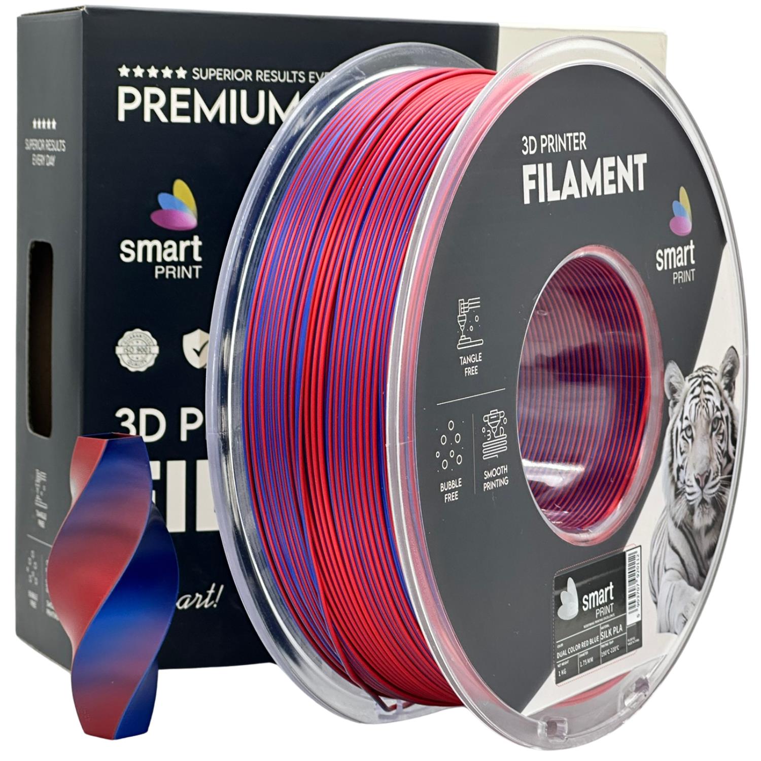Cívka filamentu Silk PLA Dual Color červená modrá, Smart Print, 1,75 mm